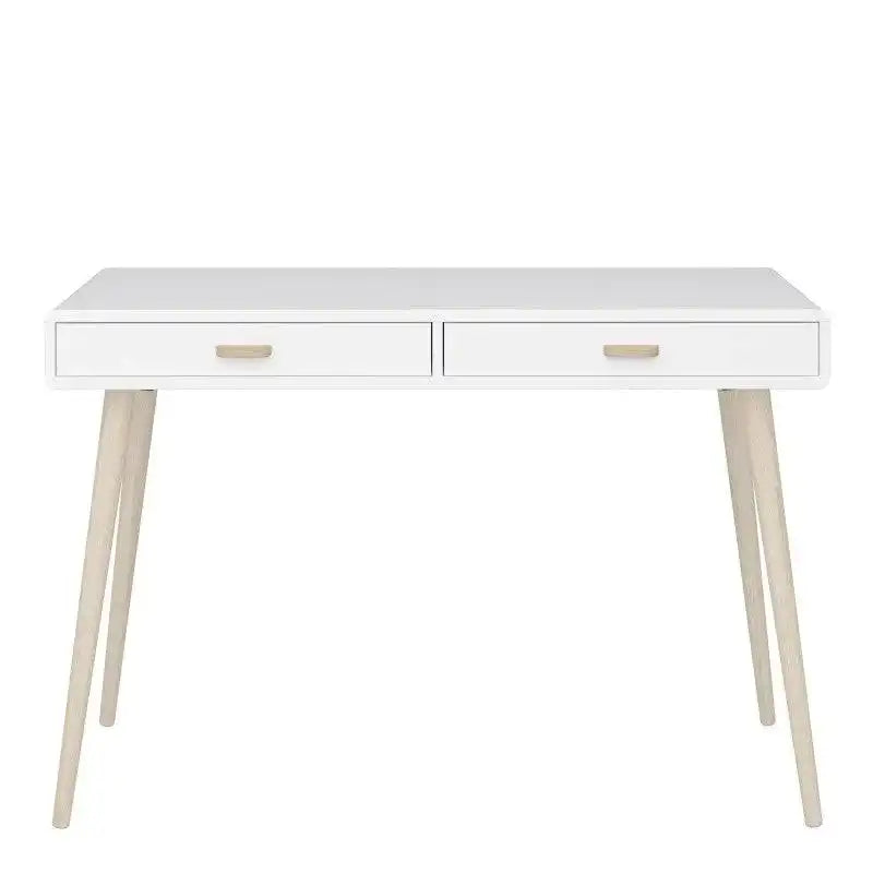Mino Home Office Writing Desk With 2 Drawers In Pure White - Price Crash Furniture