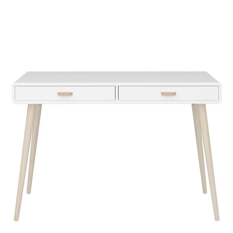 Mino Home Office Writing Desk With 2 Drawers In Pure White - Price Crash Furniture