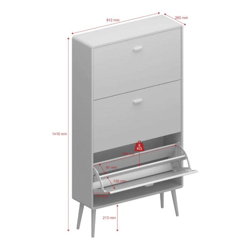 Mino Shoe Cabinet With 3 Folding Doors In Pure White - Price Crash Furniture