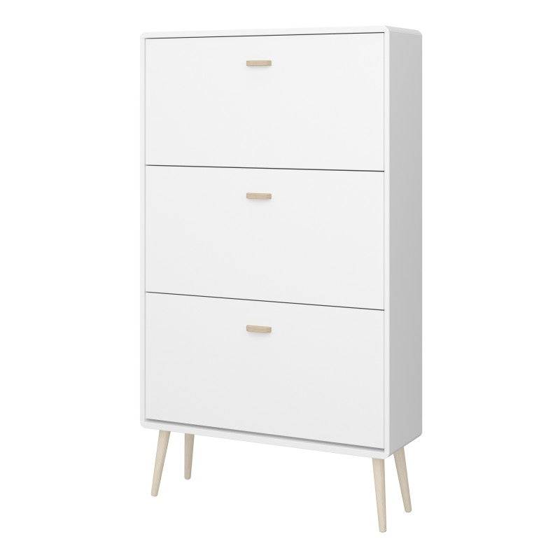 Mino Shoe Cabinet With 3 Folding Doors In Pure White - Price Crash Furniture