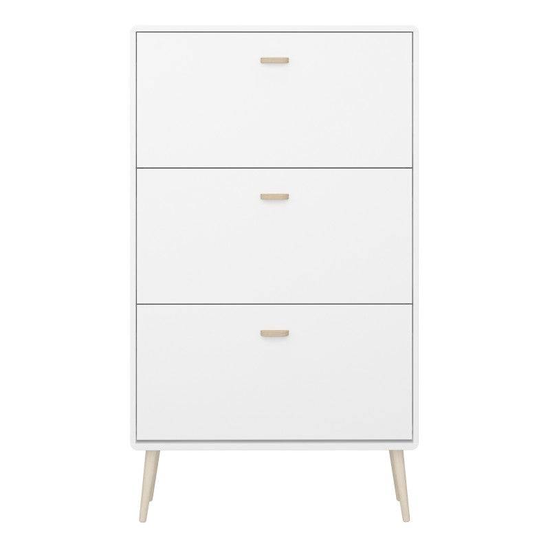 Mino Shoe Cabinet With 3 Folding Doors In Pure White - Price Crash Furniture