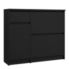 Naia Shoe Cabinet with 2 Shoe Compartments, 1 Door and 1 Drawer in Black Matt - Price Crash Furniture