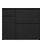 Naia Shoe Cabinet with 2 Shoe Compartments, 1 Door and 1 Drawer in Black Matt - Price Crash Furniture