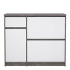 Naia Shoe Cabinet with 2 Shoe Compartments, 1 Door and 1 Drawer in Concrete and White High Gloss - Price Crash Furniture