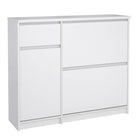 Naia Shoe Cabinet with 2 Shoe Compartments, 1 Door and 1 Drawer in White High Gloss - Price Crash Furniture