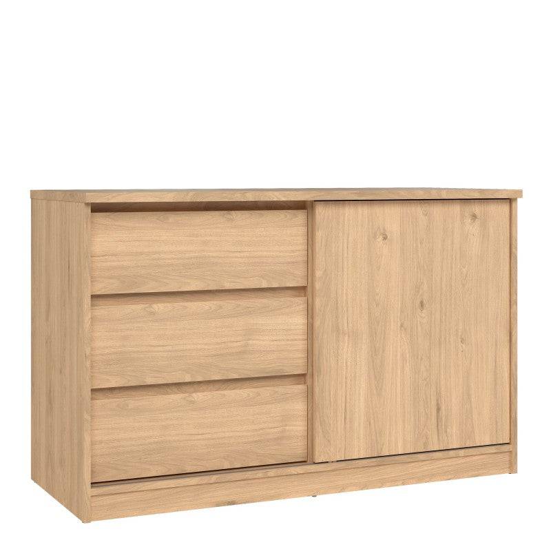 Naia Storage Unit With 1 Sliding Door And 3 Drawers In Jackson Hickory Oak - Price Crash Furniture