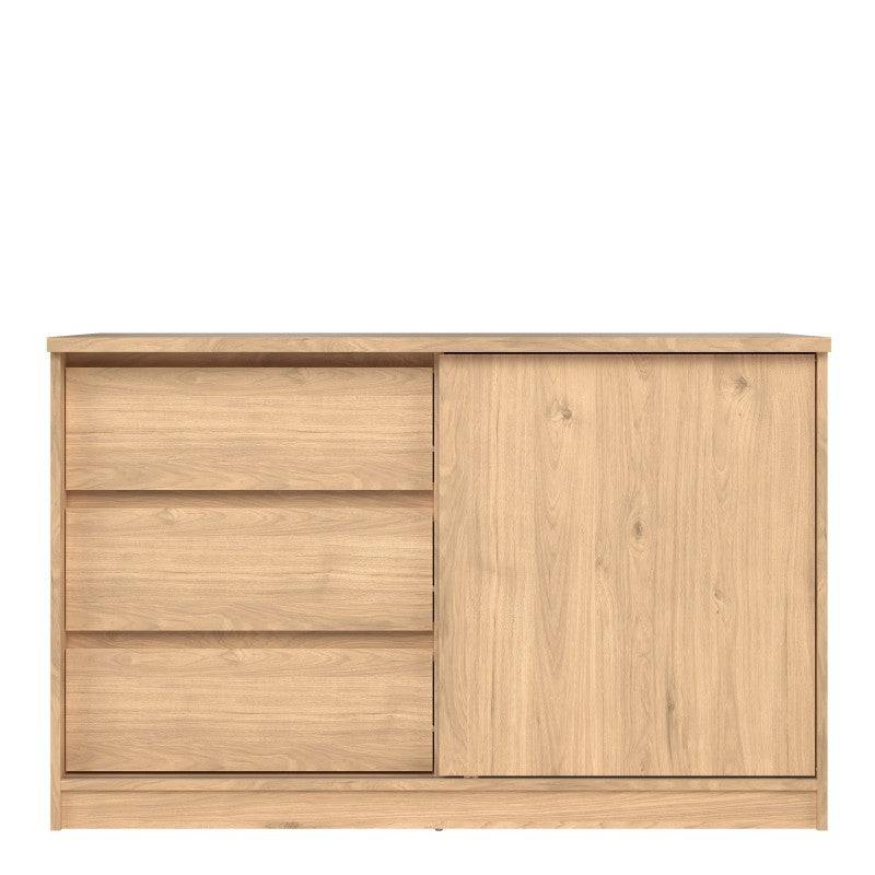 Naia Storage Unit With 1 Sliding Door And 3 Drawers In Jackson Hickory Oak - Price Crash Furniture