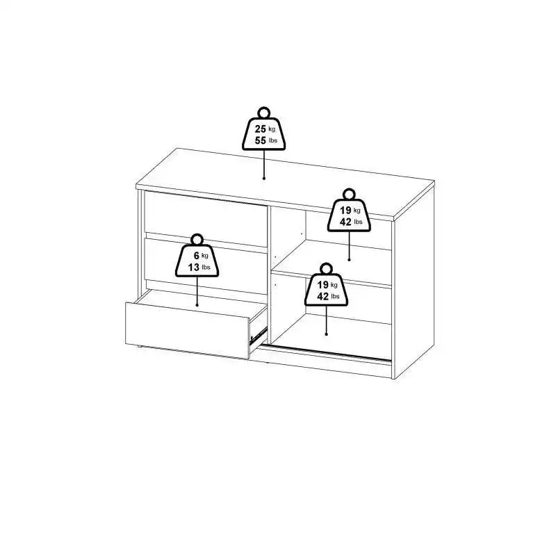 Naia Storage Unit with 1 Sliding Door and 3 Drawers in White High Gloss - Price Crash Furniture