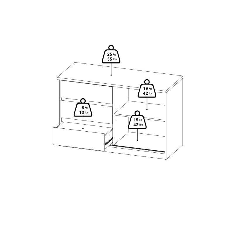 Naia Storage Unit with 1 Sliding Door and 3 Drawers in White High Gloss - Price Crash Furniture