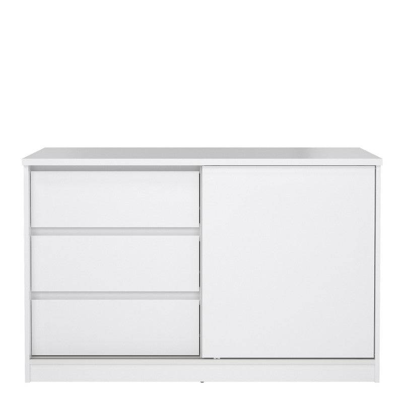 Naia Storage Unit with 1 Sliding Door and 3 Drawers in White High Gloss - Price Crash Furniture