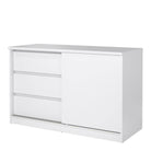 Naia Storage Unit with 1 Sliding Door and 3 Drawers in White High Gloss - Price Crash Furniture