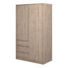 Naia Wardrobe with 1 Sliding door + 1 door + 3 drawers in Jackson Hickory Oak - Price Crash Furniture