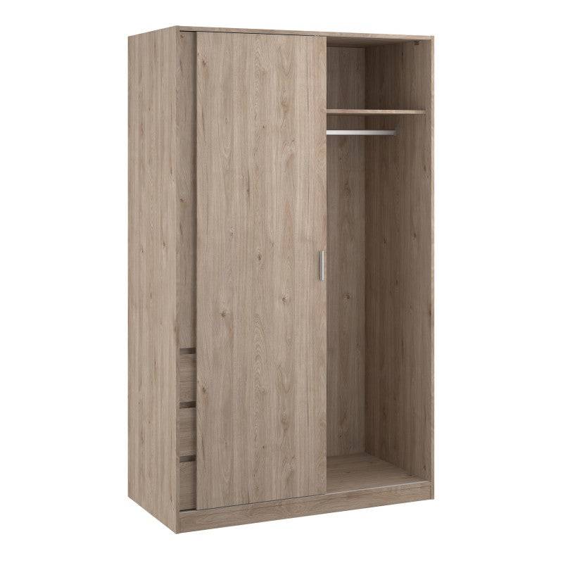 Naia Wardrobe with 1 Sliding door + 1 door + 3 drawers in Jackson Hickory Oak - Price Crash Furniture