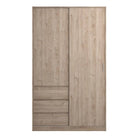 Naia Wardrobe with 1 Sliding door + 1 door + 3 drawers in Jackson Hickory Oak - Price Crash Furniture