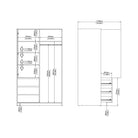 Naia Wardrobe with 1 Sliding door + 1 door + 3 drawers in White High Gloss - Price Crash Furniture