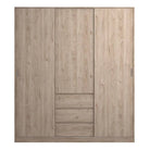 Naia Wardrobe with 2 sliding doors + 1 door + 3 drawers in Jackson Hickory Oak - Price Crash Furniture