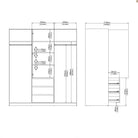 Naia Wardrobe with 2 sliding doors + 1 door + 3 drawers in Jackson Hickory Oak - Price Crash Furniture