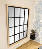 Natural Wood Effect Window Mirror 80cm - Price Crash Furniture