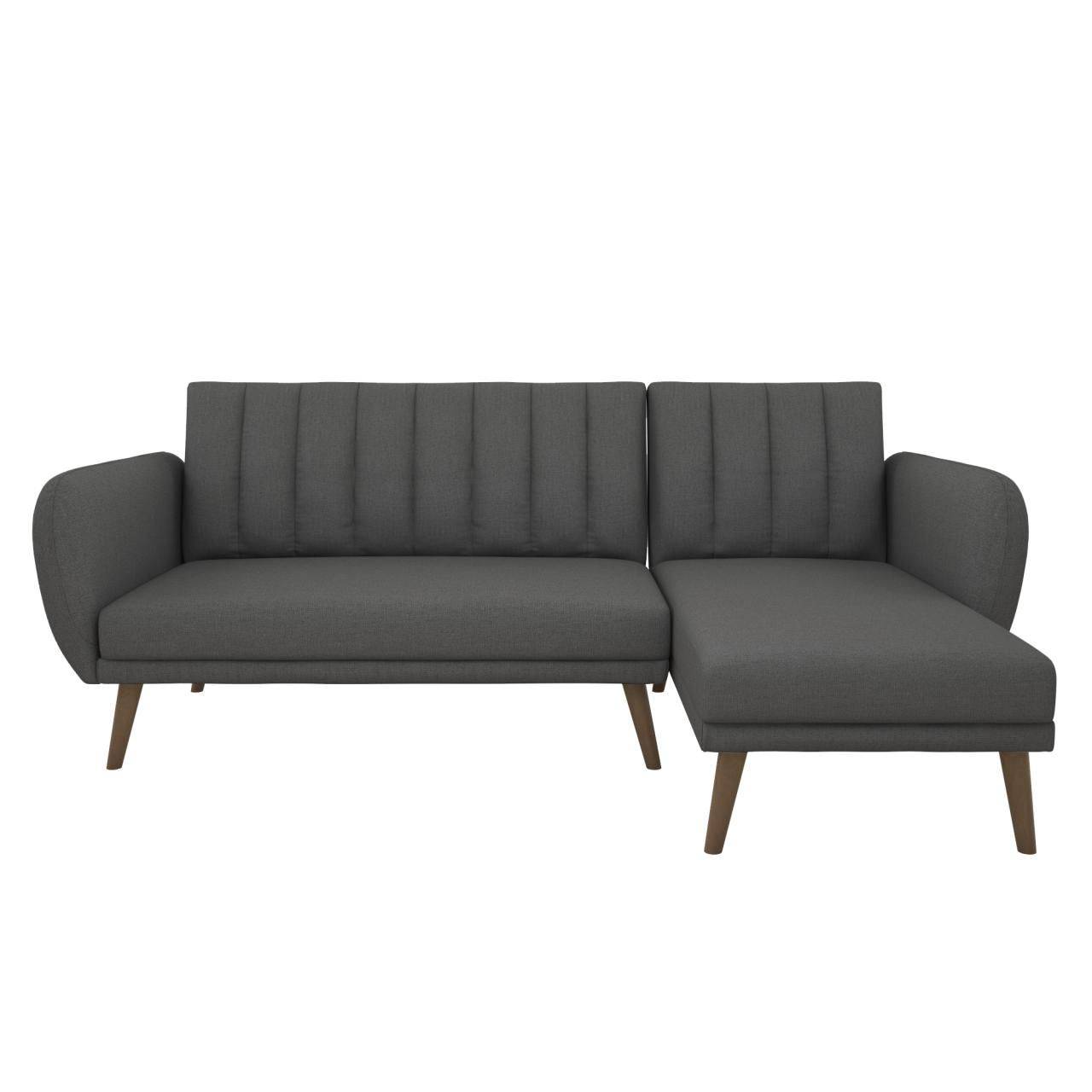 NOVOGRATZ Brittany Sectional Futon Sofa Linen Dark Grey - Price Crash Furniture