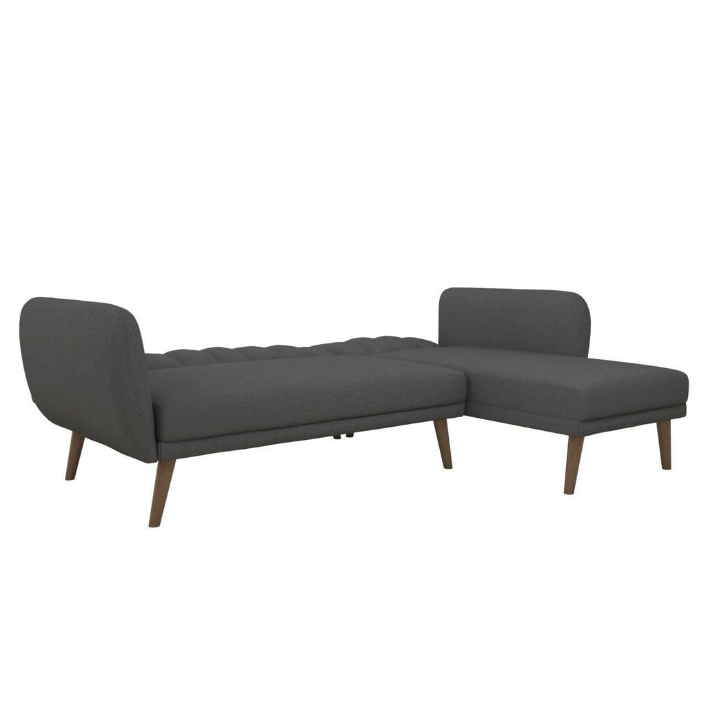 NOVOGRATZ Brittany Sectional Futon Sofa Linen Dark Grey - Price Crash Furniture