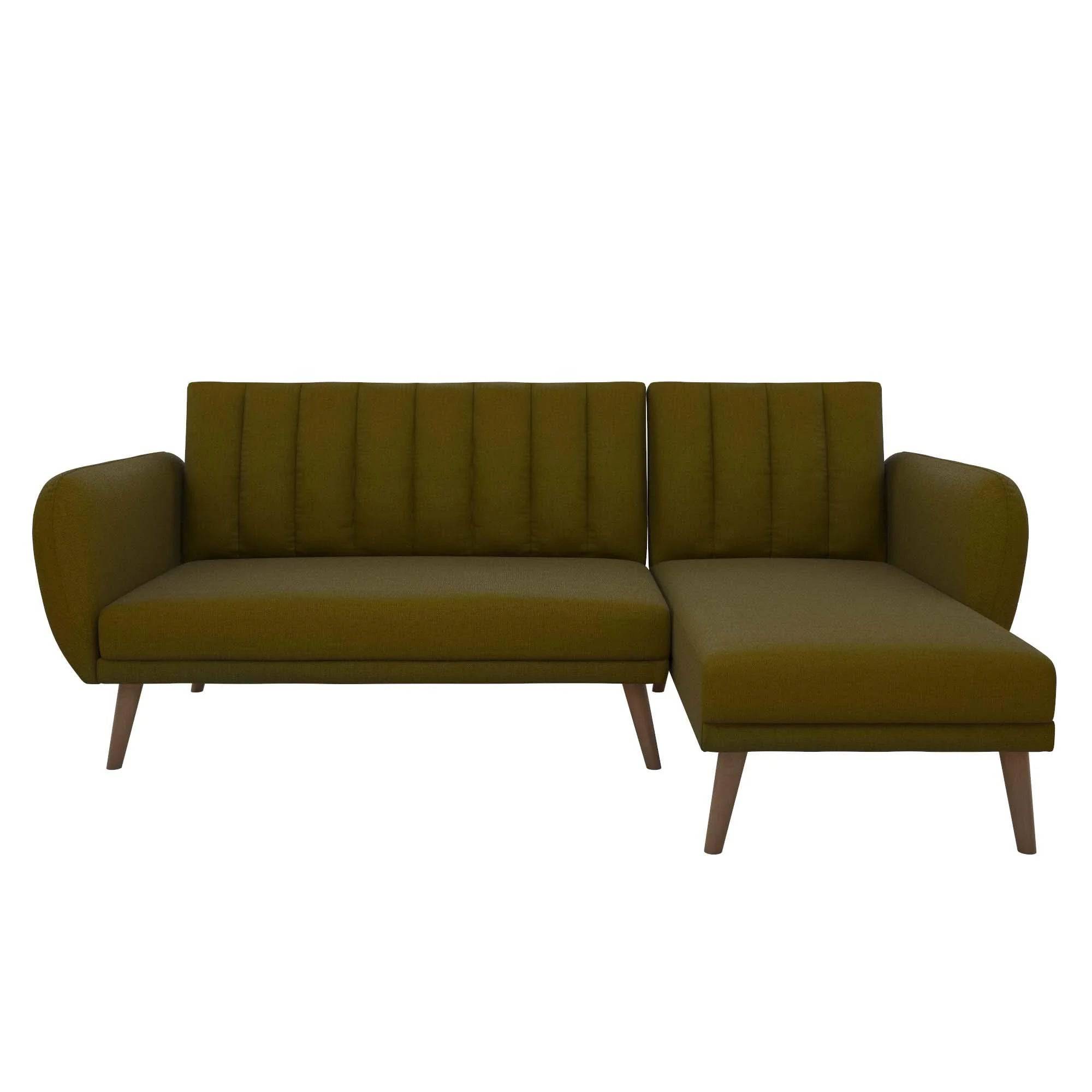 NOVOGRATZ Brittany Sectional Futon Sofa Linen Green - Price Crash Furniture