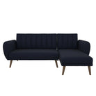 NOVOGRATZ Brittany Sectional Futon Sofa Linen Navy Blue - Price Crash Furniture