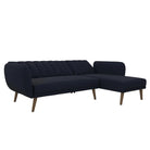 NOVOGRATZ Brittany Sectional Futon Sofa Linen Navy Blue - Price Crash Furniture