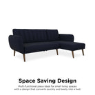 NOVOGRATZ Brittany Sectional Futon Sofa Linen Navy Blue - Price Crash Furniture