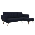 NOVOGRATZ Brittany Sectional Futon Sofa Linen Navy Blue - Price Crash Furniture