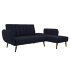 NOVOGRATZ Brittany Sectional Futon Sofa Linen Navy Blue - Price Crash Furniture