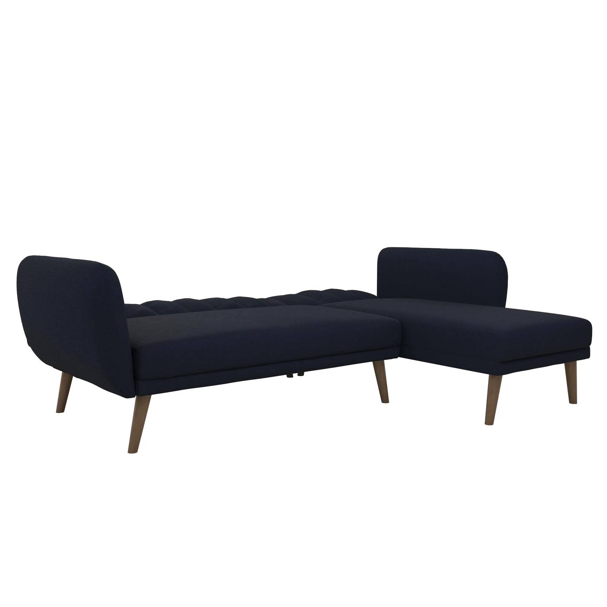 NOVOGRATZ Brittany Sectional Futon Sofa Linen Navy Blue - Price Crash Furniture