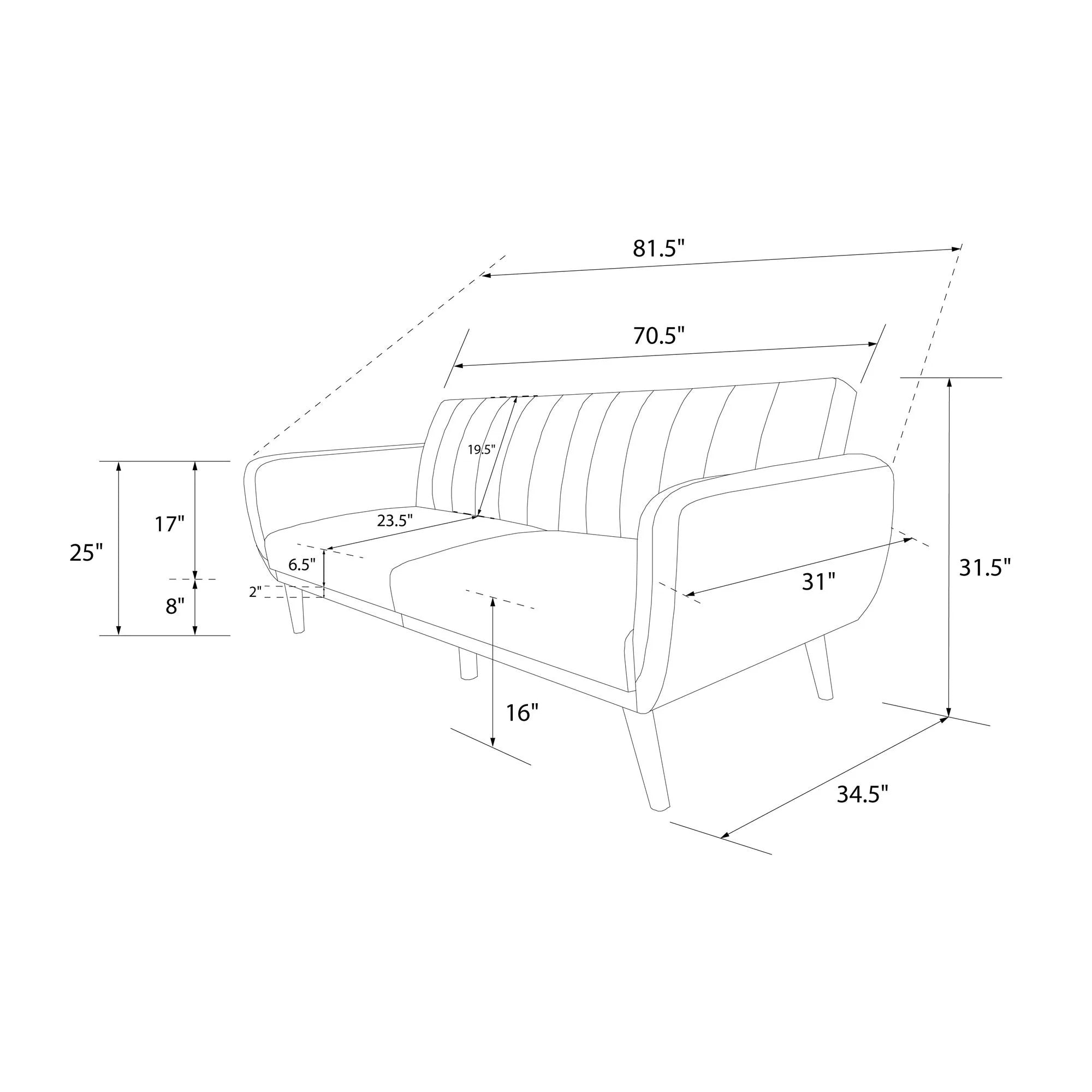 NOVOGRATZ Brittany Sofa Bed Wooden Legs - Linen - Dark Grey - Price Crash Furniture