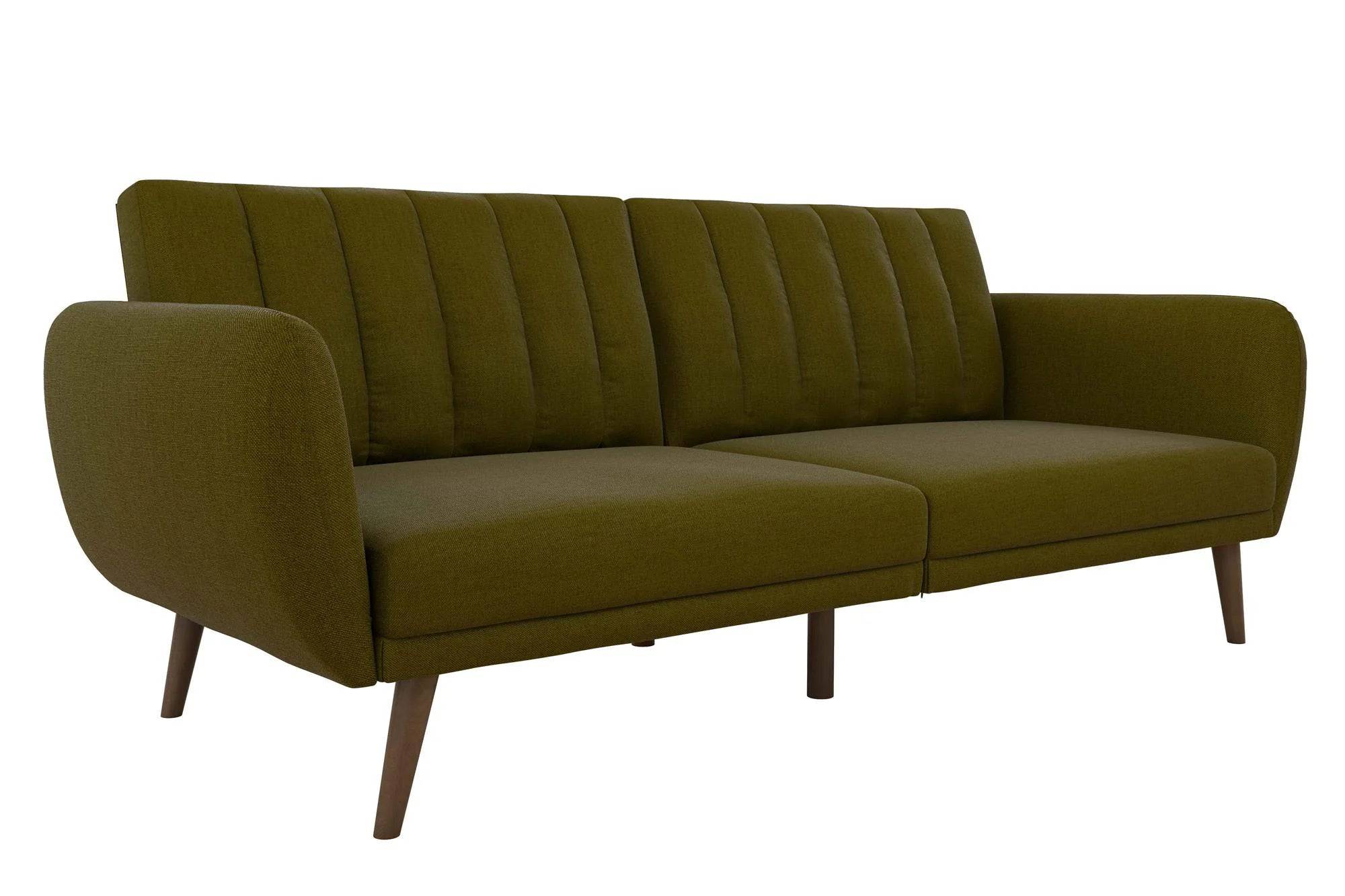 NOVOGRATZ Brittany Sofa Bed Wooden Legs - Linen - Green - Price Crash Furniture