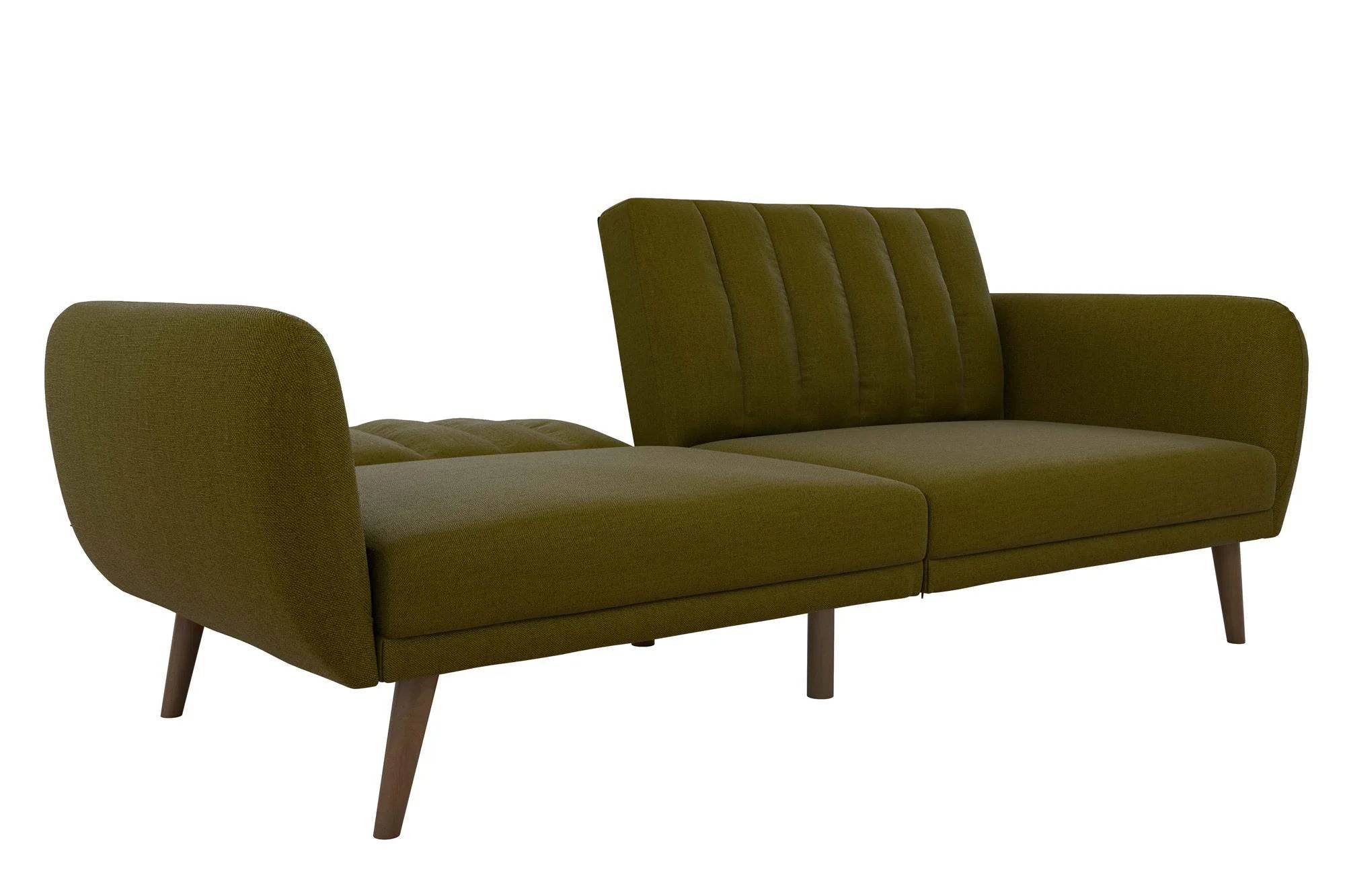 NOVOGRATZ Brittany Sofa Bed Wooden Legs - Linen - Green - Price Crash Furniture