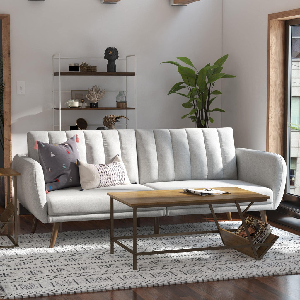 NOVOGRATZ Brittany Sofa Bed Wooden Legs - Linen - Light Grey - Price Crash Furniture