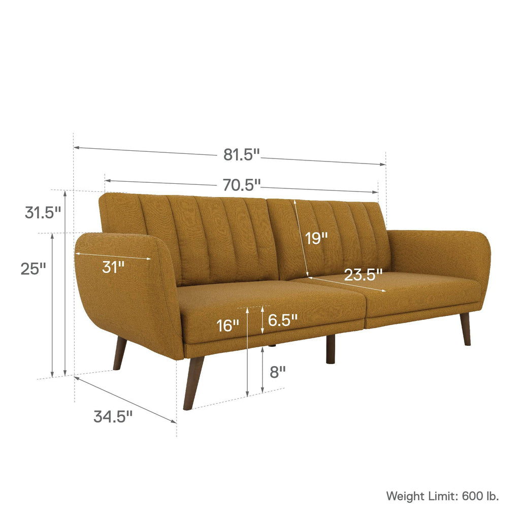 NOVOGRATZ Brittany Sofa Bed Wooden Legs - Linen - Mustard - Price Crash Furniture