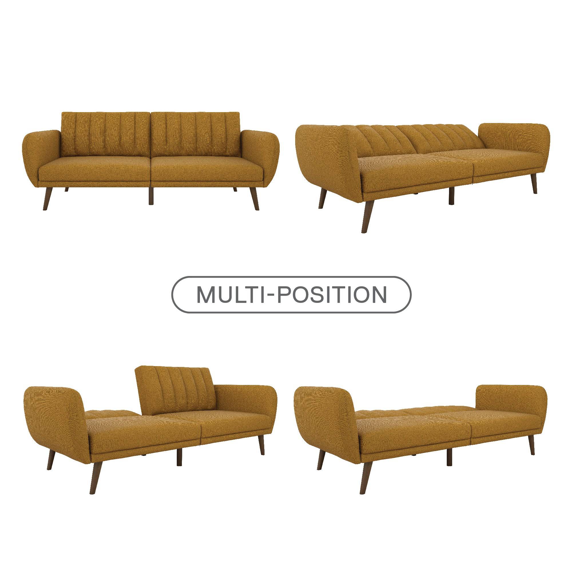 NOVOGRATZ Brittany Sofa Bed Wooden Legs - Linen - Mustard - Price Crash Furniture