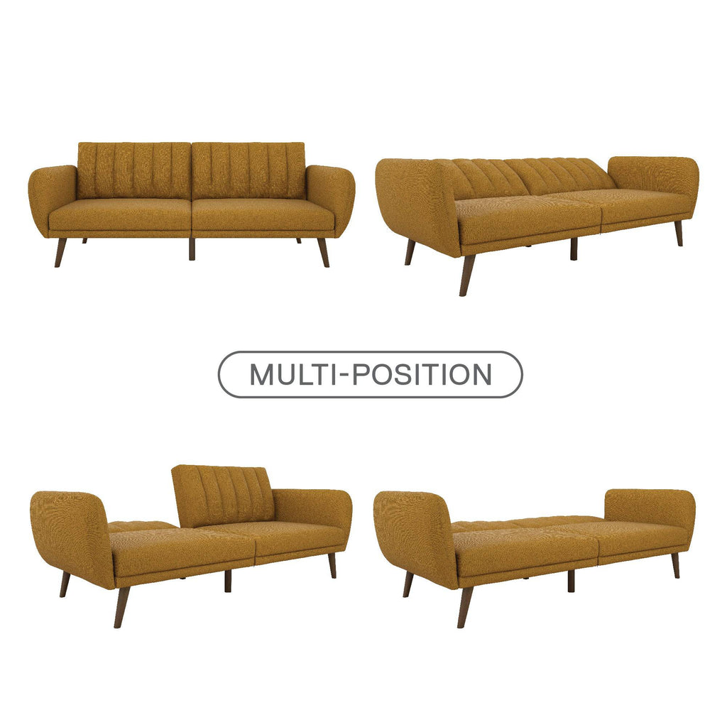 NOVOGRATZ Brittany Sofa Bed Wooden Legs - Linen - Mustard - Price Crash Furniture