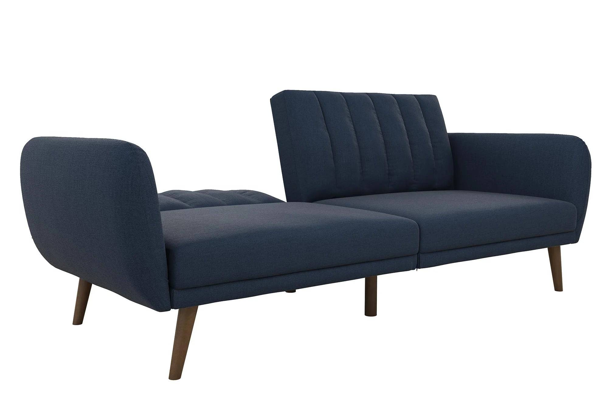 NOVOGRATZ Brittany Sofa Bed Wooden Legs - Linen - Navy - Price Crash Furniture