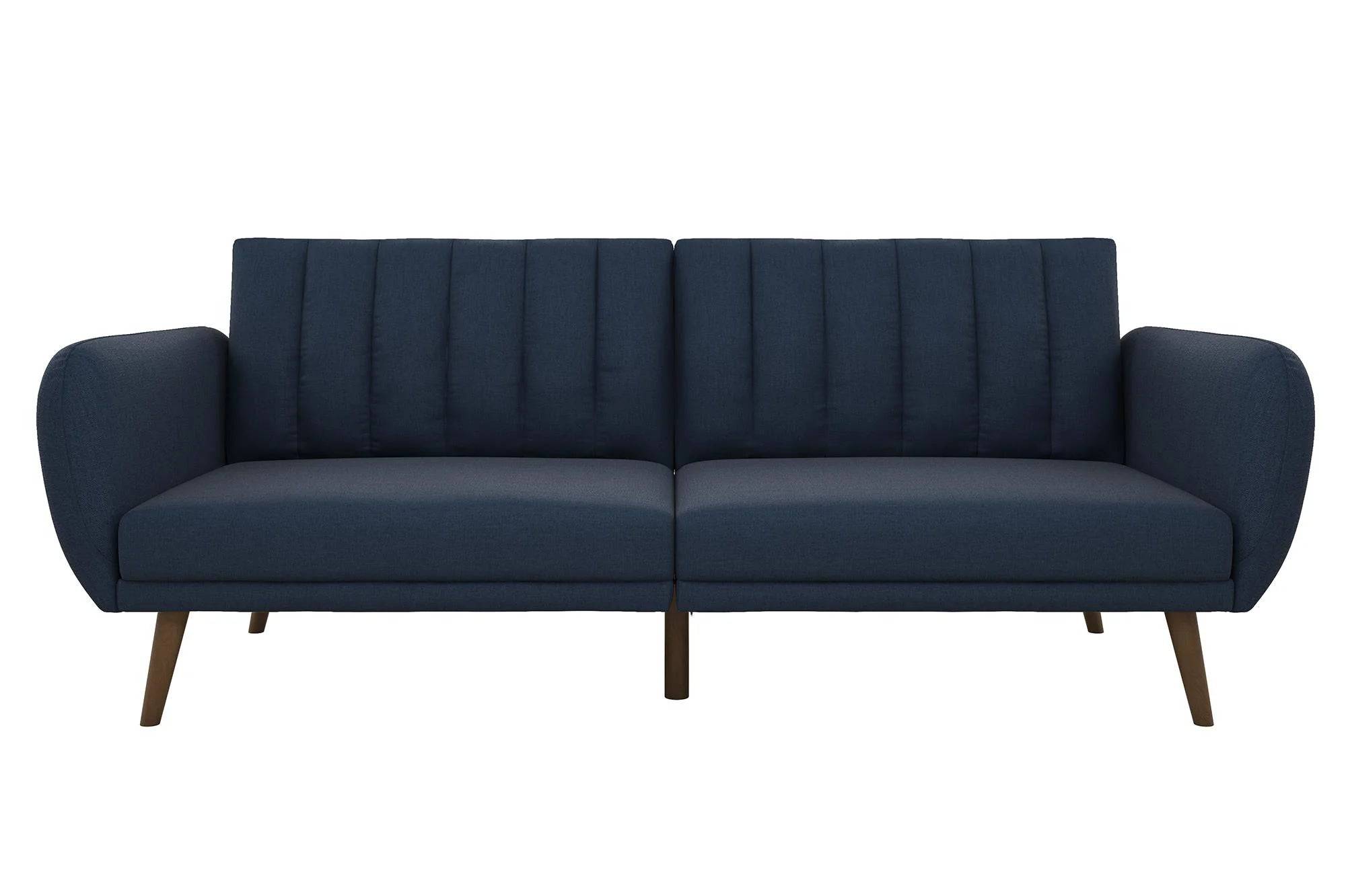 NOVOGRATZ Brittany Sofa Bed Wooden Legs - Linen - Navy - Price Crash Furniture