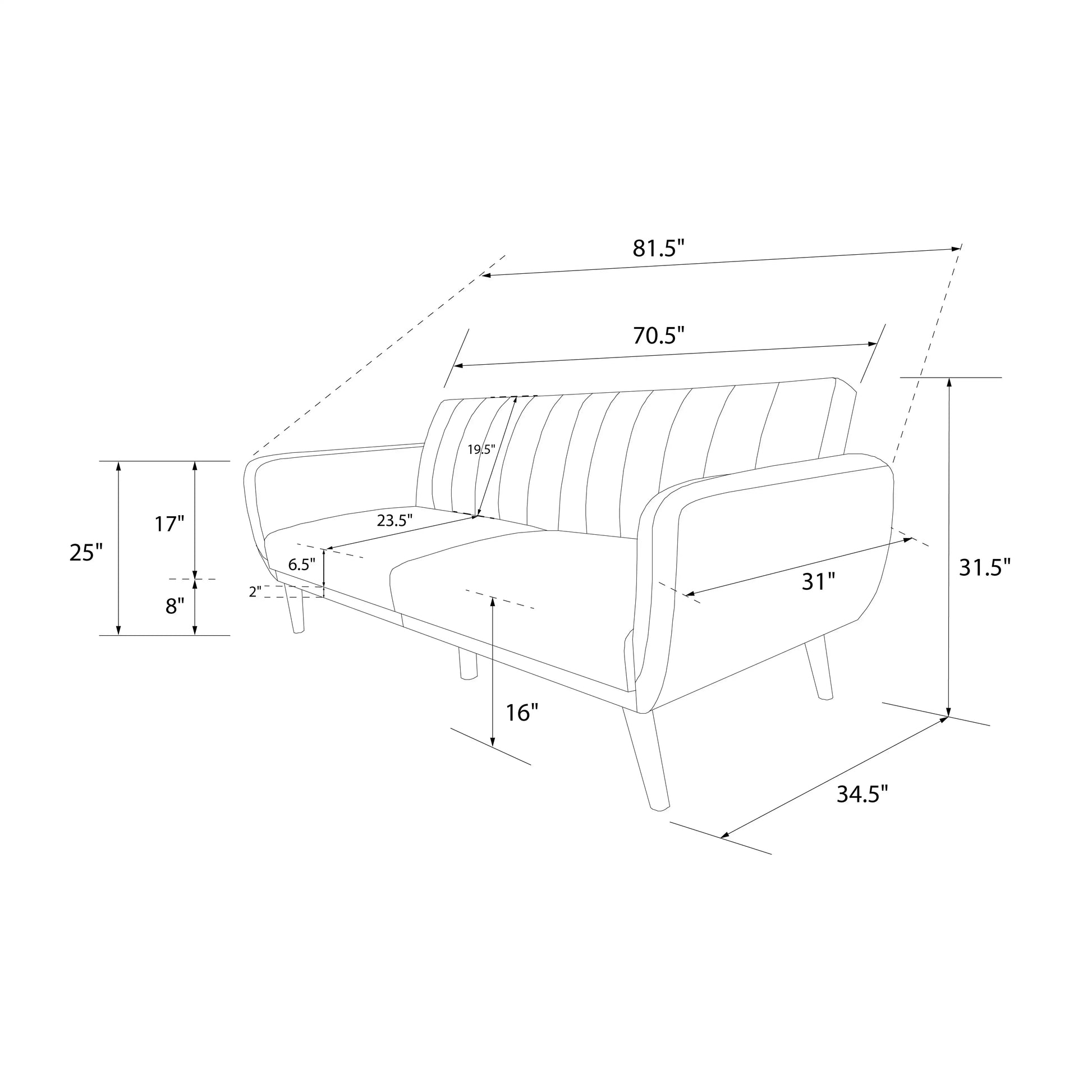 NOVOGRATZ Brittany Sofa Bed Wooden Legs - Linen - Navy - Price Crash Furniture