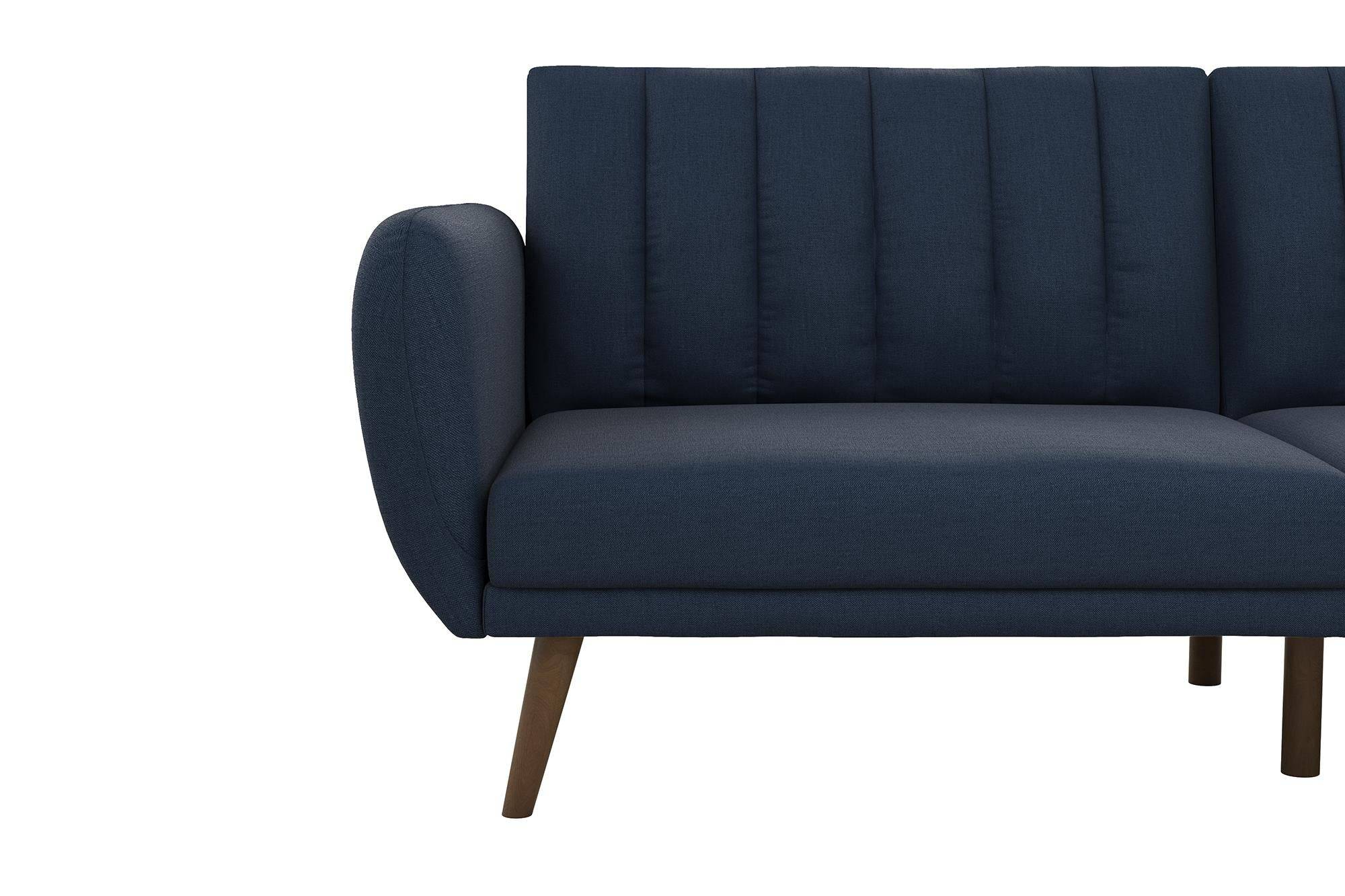 NOVOGRATZ Brittany Sofa Bed Wooden Legs - Linen - Navy - Price Crash Furniture