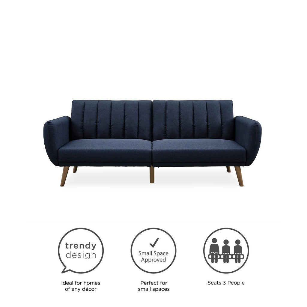 NOVOGRATZ Brittany Sofa Bed Wooden Legs - Linen - Navy - Price Crash Furniture