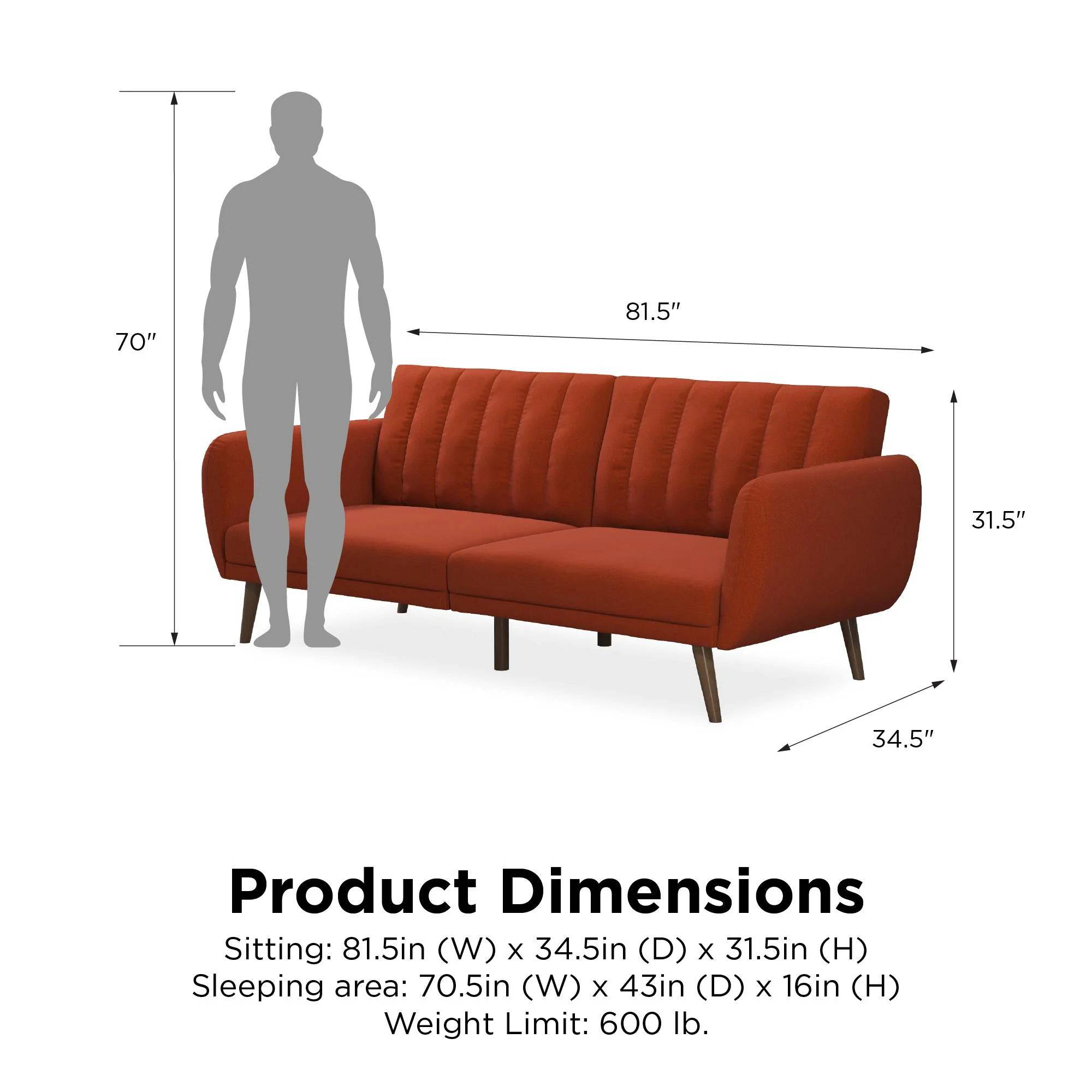 NOVOGRATZ Brittany Sofa Bed Wooden Legs - Linen - Orange - Price Crash Furniture