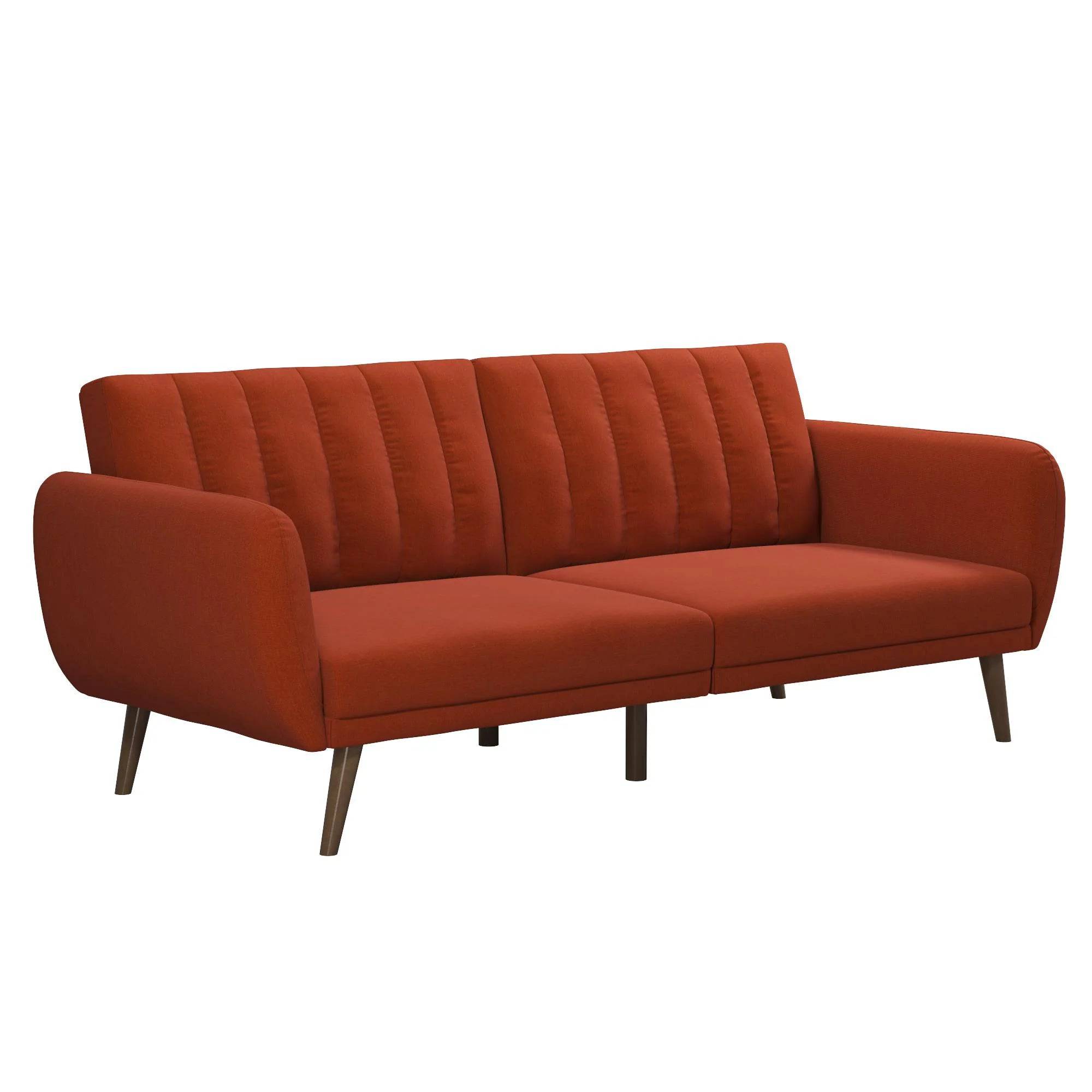 NOVOGRATZ Brittany Sofa Bed Wooden Legs - Linen - Orange - Price Crash Furniture