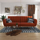 NOVOGRATZ Brittany Sofa Bed Wooden Legs - Linen - Orange - Price Crash Furniture