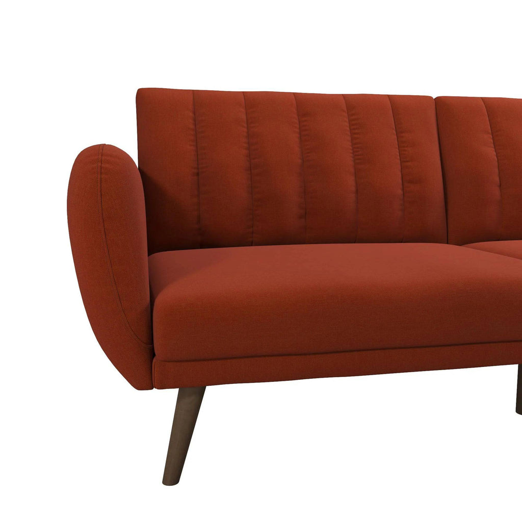 NOVOGRATZ Brittany Sofa Bed Wooden Legs - Linen - Orange - Price Crash Furniture