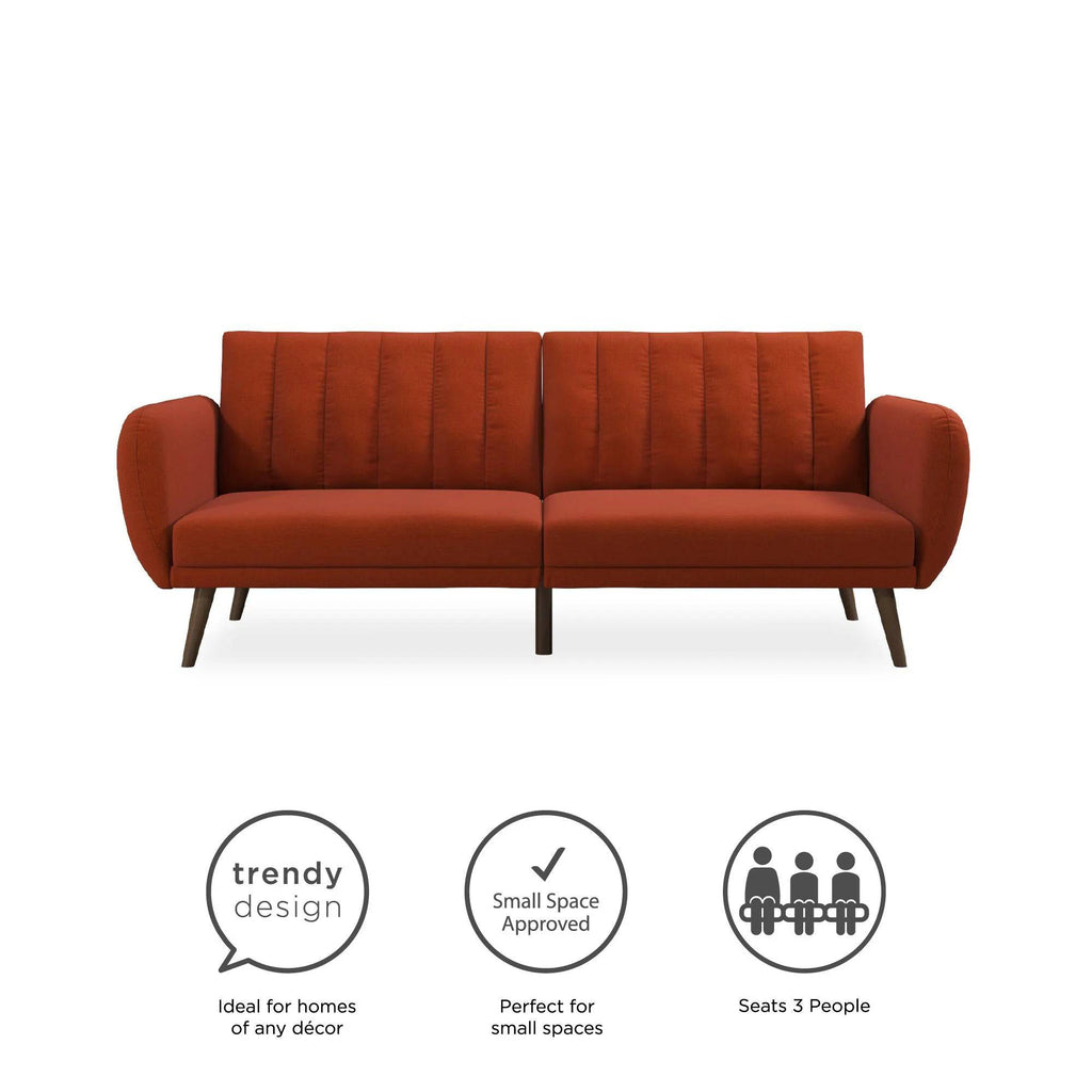 NOVOGRATZ Brittany Sofa Bed Wooden Legs - Linen - Orange - Price Crash Furniture