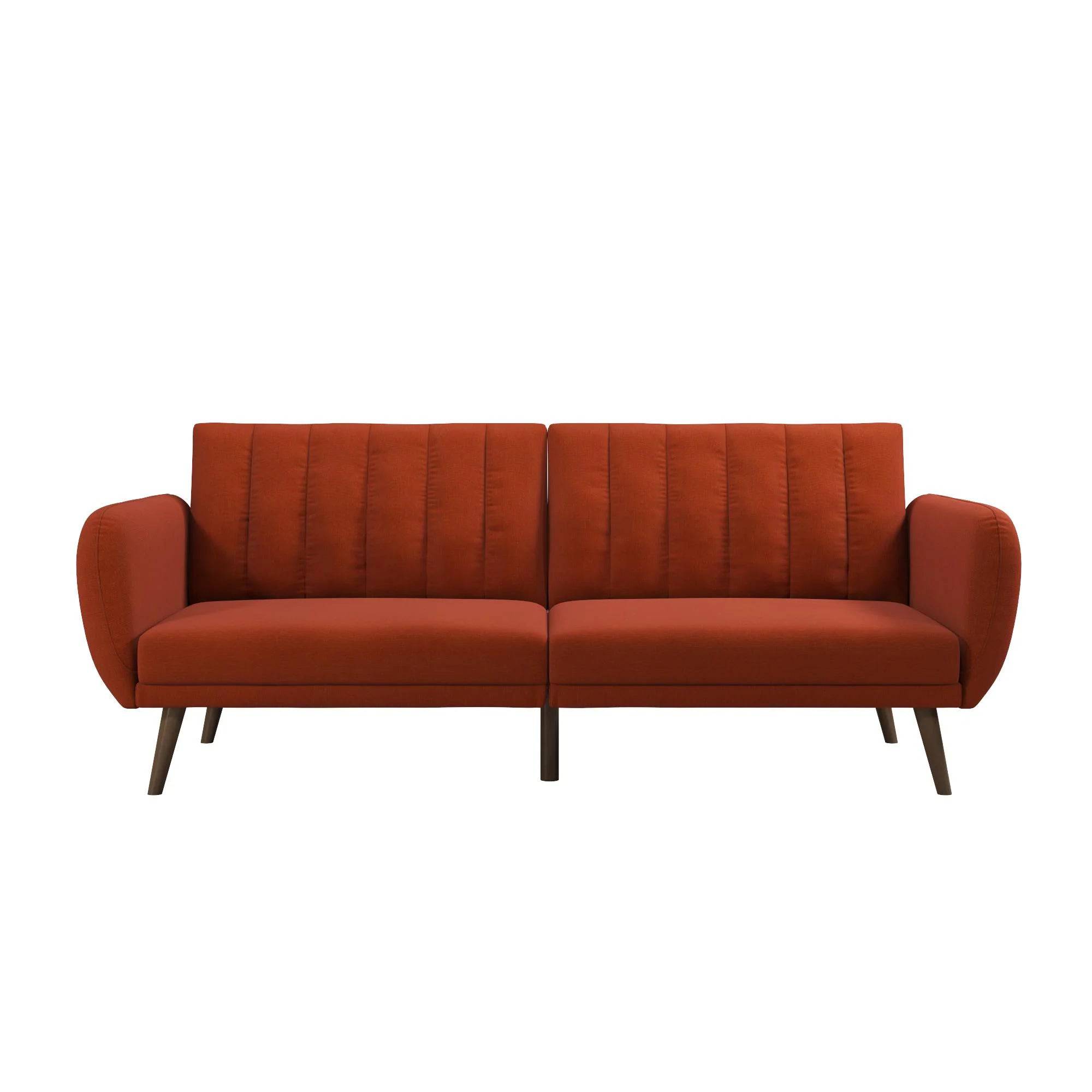 NOVOGRATZ Brittany Sofa Bed Wooden Legs - Linen - Orange - Price Crash Furniture