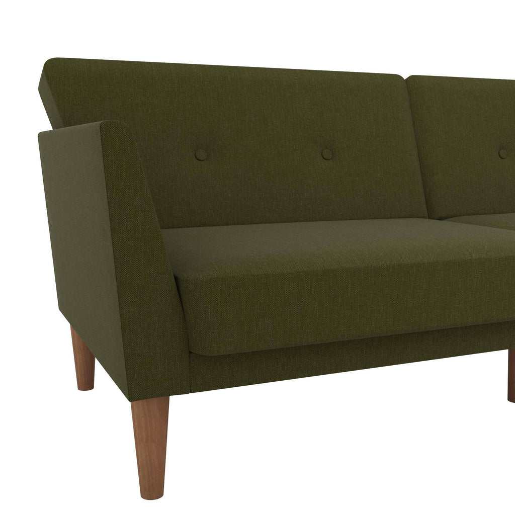 NOVOGRATZ Regal Futon Sofa Bed - Linen - Green - Price Crash Furniture